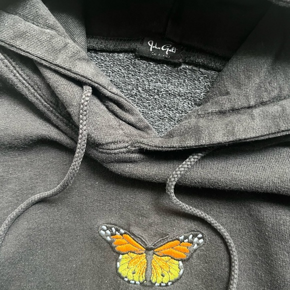 Brandy Melville black embroidered butteryfly hoodie - Picture 3 of 7